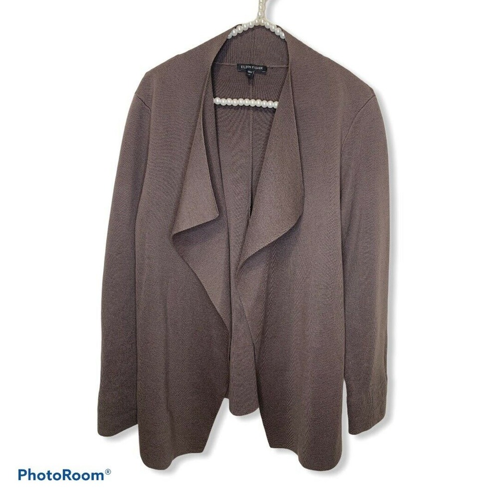Eileen Fisher Open Interlock Jacket brown size Medium silk cotton #F2QC11